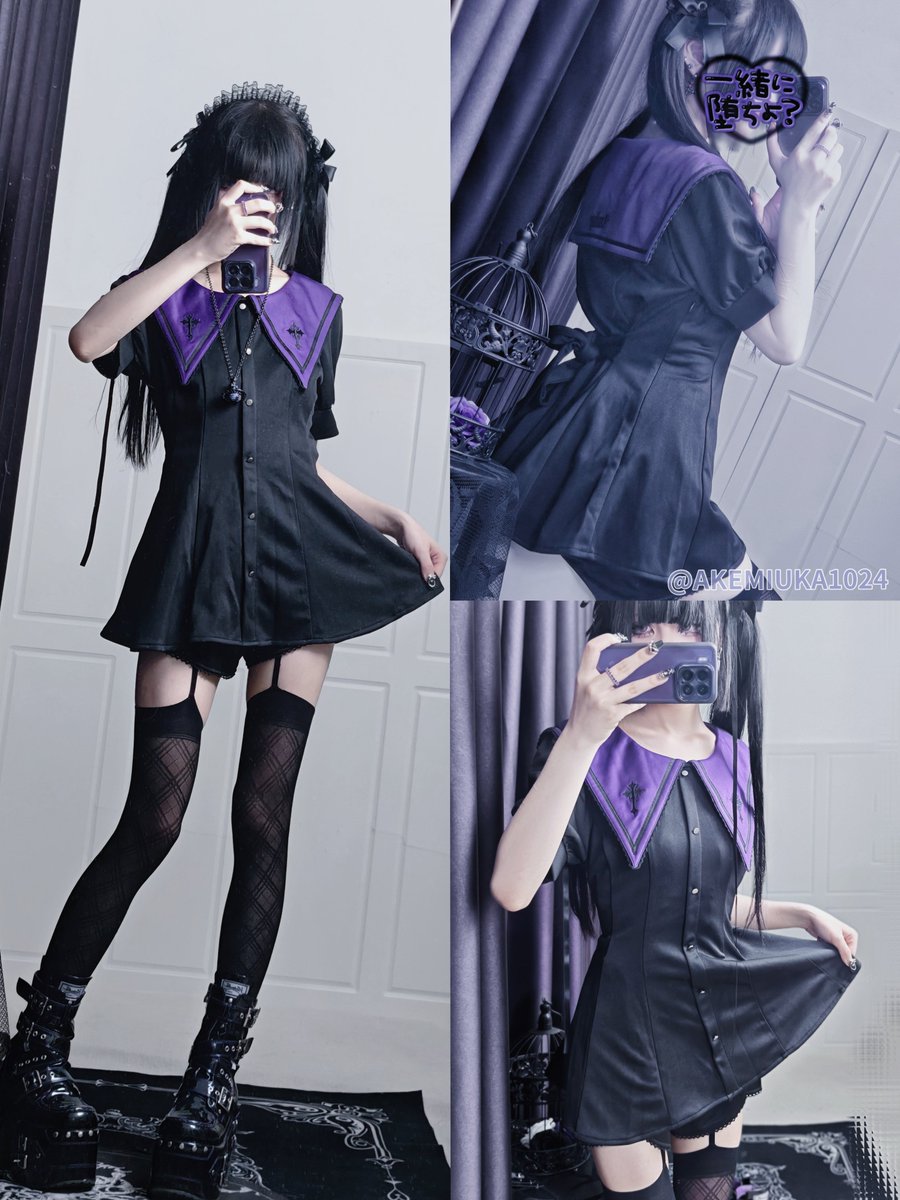 裤子前面有个小开口的设计特别萌💜🥹 
👗:<a href="/OfficialAmilige/">Amilige_official</a> 
#amilige #地雷系女子 #地雷系 #黑紫