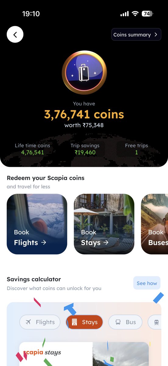 Get ur Scapia Now 

🌍 Visa + RuPay combo
💸 0% Forex Markup
🛋️ Unlimited Dom. Lounge

Since you travel so much, here's my link: apply.scapia.cards/landing_page?r…. You'll also get 1000 coins if you join with this. Got any questions I can help with?