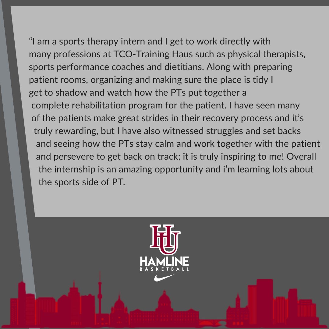 HamlineWBB's tweet image. π Summer Internship Spotlight π¦
Senior | Aliyah Robran | Greenfield, MN
#goHU π