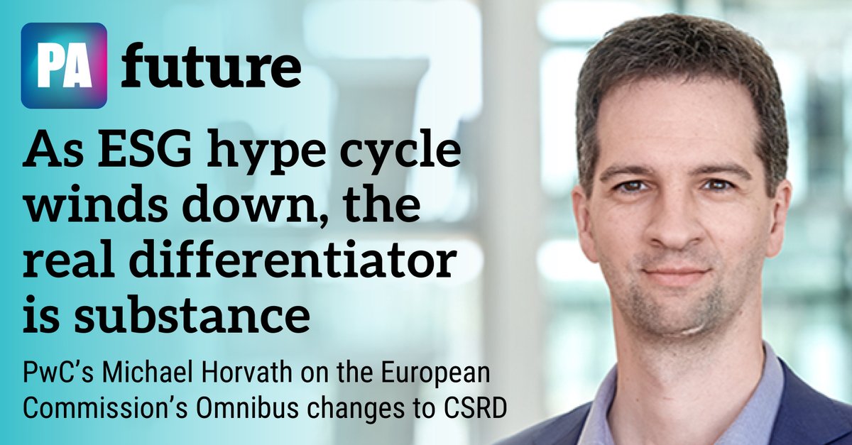 PA Future (@padviserfuture) on Twitter photo PA FutureĀ speaks to Michael Horvath, sustainable finance and sustainability leader at <a href="/PwC/">PwC</a> Luxembourg, about the European Commissionās Omnibus changes to the Corporate Sustainable Reporting Directive.
Learn more: future.portfolio-adviser.com/pwcs-michael-hā¦
#ESG #Sustainability #CSRD #Finance PA FutureĀ speaks to Michael Horvath, sustainable finance and sustainability leader at <a href="/PwC/">PwC</a> Luxembourg, about the European Commissionās Omnibus changes to the Corporate Sustainable Reporting Directive.
Learn more: future.portfolio-adviser.com/pwcs-michael-hā¦
#ESG #Sustainability #CSRD #Finance