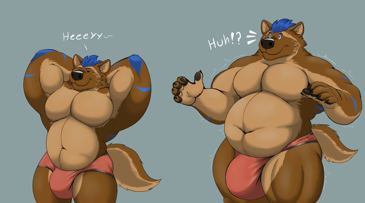 Too much growth potion... Is he going to stop growing eventually? 

Old art by me :3
You can find cool art like this on my P-page and support me if you want 💜

#Furry #belly #bigbelly #art #digitalart #Growth #hyper #muscle #fat