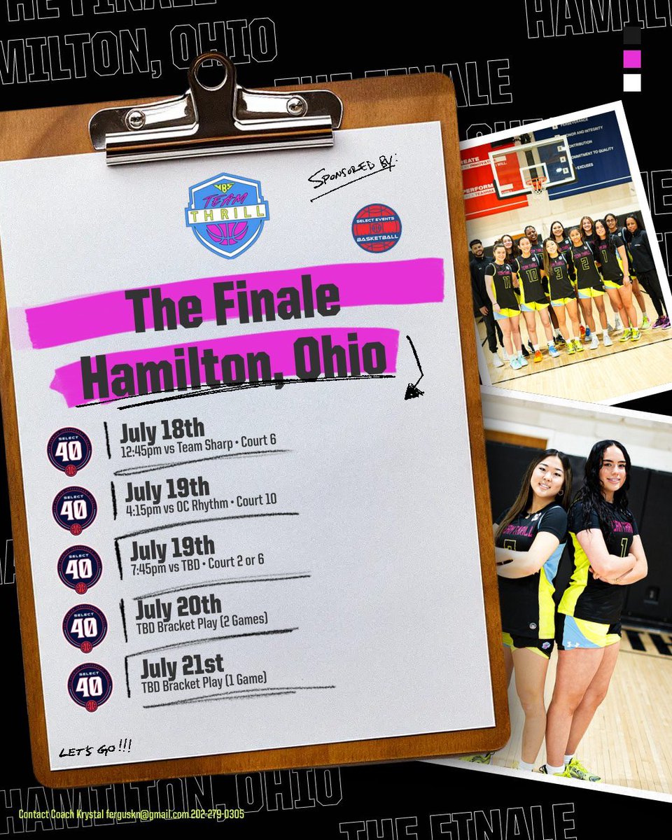 Championship weekend in Hamilton,Ohio!! 

<a href="/SelectEventsBB/">Select Events Basketball</a> 
<a href="/TeamThrill_Gbb/">TeamThrill_Girls</a>