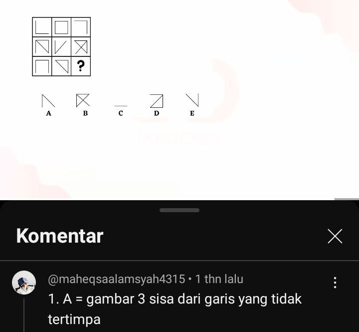 Guys bantu dong.

Kenapa jawabannya bisa yang A? Instingku ngira jawabannya yang C atau D (berdasarkan pola baris horizontal yang paling atas)