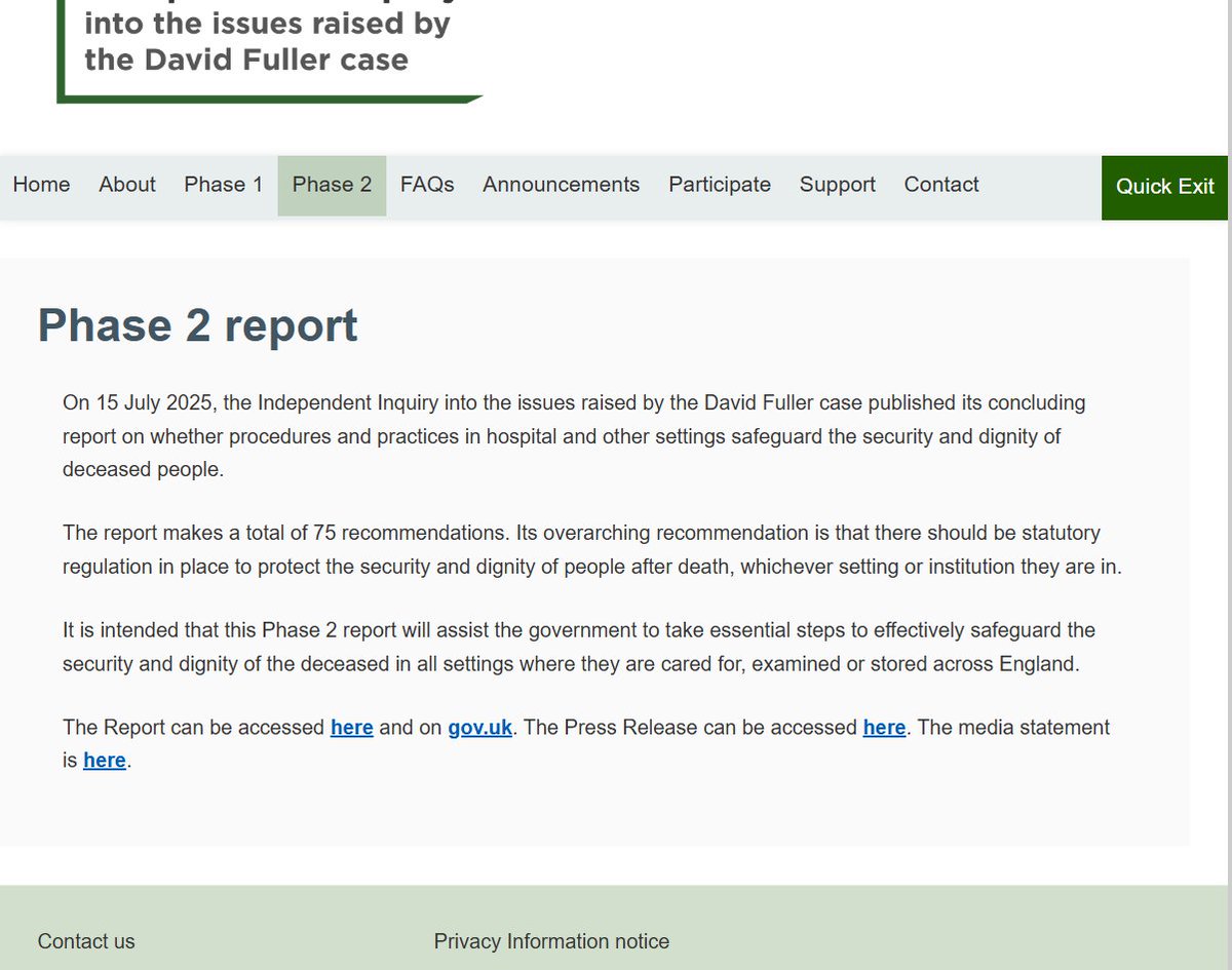 For those interested in the #FullerInquiry, Phase 2 of the report is now available, outlining recommendations for regulation and care of the deceased.
The full, 355-page document can be read here: fuller.independent-inquiry.uk/wp-content/upl…