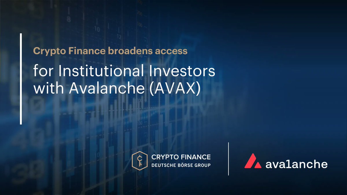 Crypto Finance now offers regulated custody &amp; execution for $AVAX.

Under Swiss clarity, AVAX is now accessible to banks, asset managers &amp; institutions across Europe.