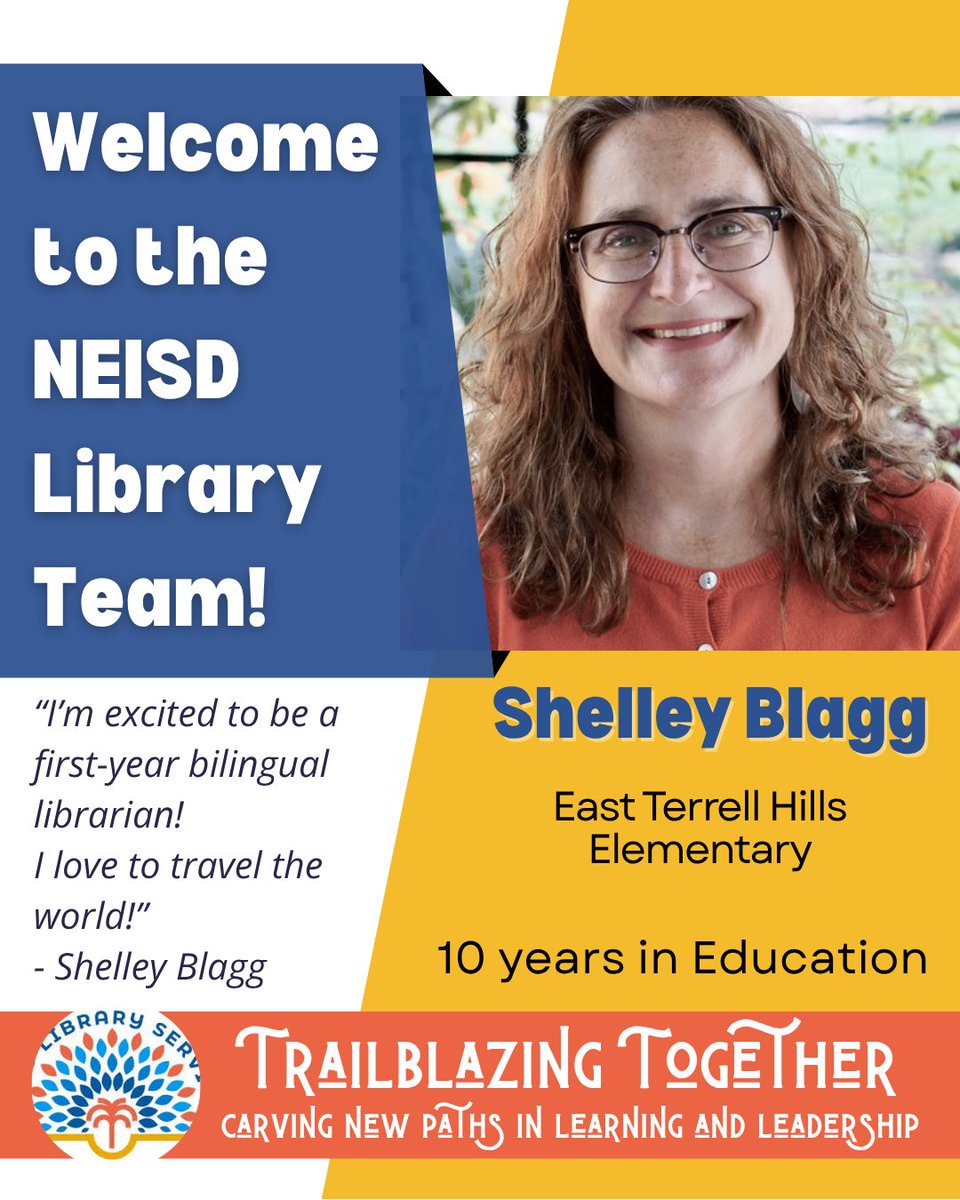 NEISDLibrary's tweet image. 📚🔥 Big welcome to Shelley Blagg, the new librarian at East Terrell Hills Elementary!

She’s blazing a new trail with bilingual skills, classroom experience, and a passion for learning.

Get ready for a year of creativity and discovery!