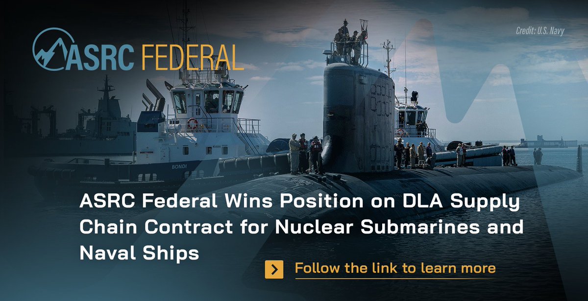 #ASRCFederal is proud to share that we are one of six companies selected for the <a href="/DLAMIL/">Defense Logistics</a> Maritime Acquisition Advancement Contract (MAAC), where we will deliver supply chain management and procurement support to the U.S. Navy. 

asrcfederal.com/asrc-federal-s…

#SupplyChain #DLA #Navy