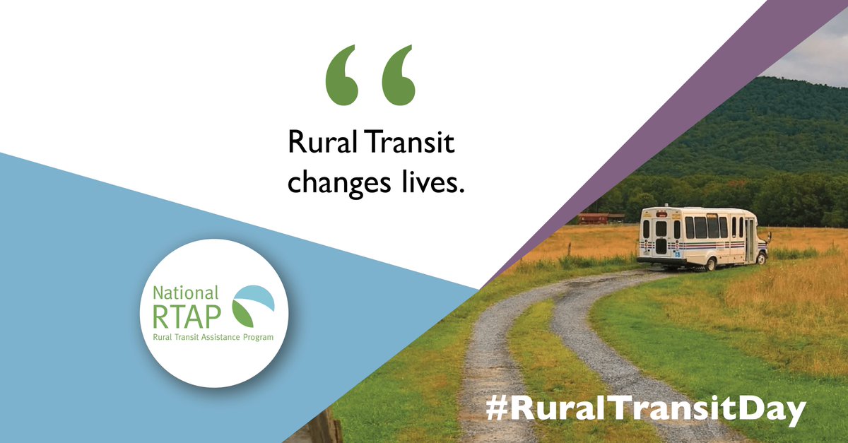 NationalTWC's tweet image. 🚐Happy Rural Transit Day!
Join @nat_rtap's first-ever Facebook Live chat today at 2 pm ET in celebration of #RuralTransitDay! Hear transit agencies share how they’re recognizing rural riders and workers and discuss the unique challenges, solutions, and best practices shaping…