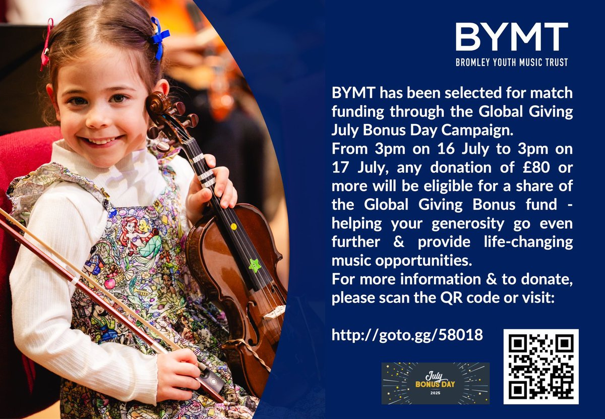 OfficialBYMT's tweet photo. BYMT has been selected for match funding through the Global Giving July Bonus Day Campaign. From 3PM TODAY  to 3pm on 17 July, any donation of £80 or more will be eligible for a share of the Global Giving Bonus fund https://t.co/EmRBW1RNEU https://t.co/MuFyEOyYaL