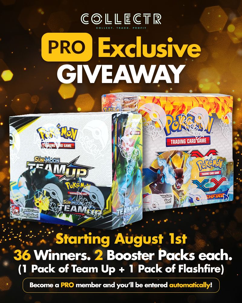 getcollectrapp's tweet image. Congrats to the winners of our July PRO Exclusive Giveaway — 36x packs from a Gym Challenge Booster Box!
Now announcing the August PRO Exclusive Giveaway:
*** Team Up Booster Box + Flashfire Booster Box — 72 packs, 36 winners. ***
Each winner will receive TWO sealed packs (1 of…