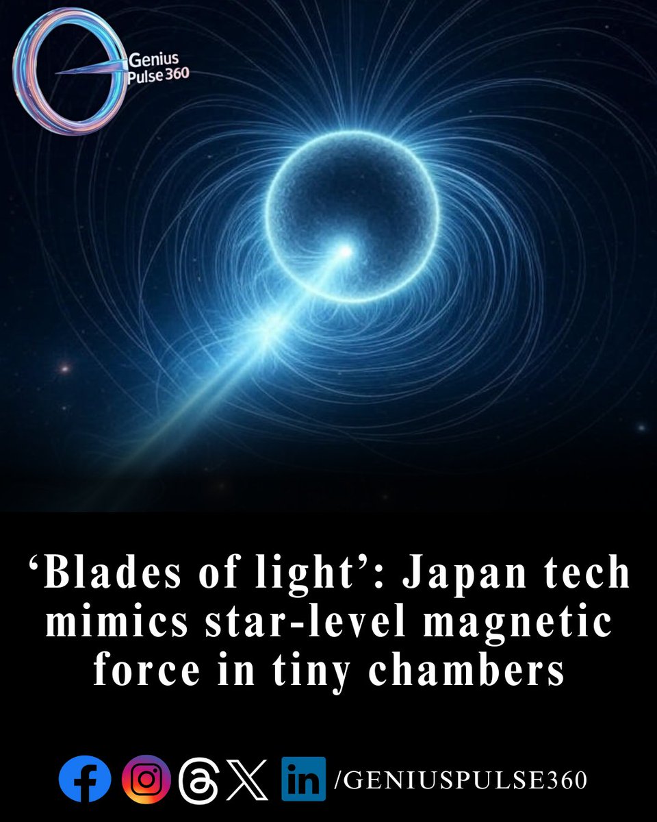 geniuspulse360's tweet image. ⚡ Osaka University researchers have used laser-driven implosions of metallic micro‑tubes (with internal blades) to generate magnetic fields over 500 kT, approaching gigatesla levels—no coils needed. Compact, powerful, and lab‑scale.
#LaserPhysics #FusionTech #CompactScience