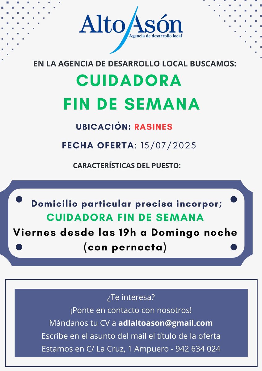 🧾 Ofertas de Empleo de la Agencia de Desarrollo Local Alto Asón.
#OfertaDeTrabajo #OfertaEmpleo #ADL

+Info 👉  bit.ly/1UvIkWe
ADL Alto Asón