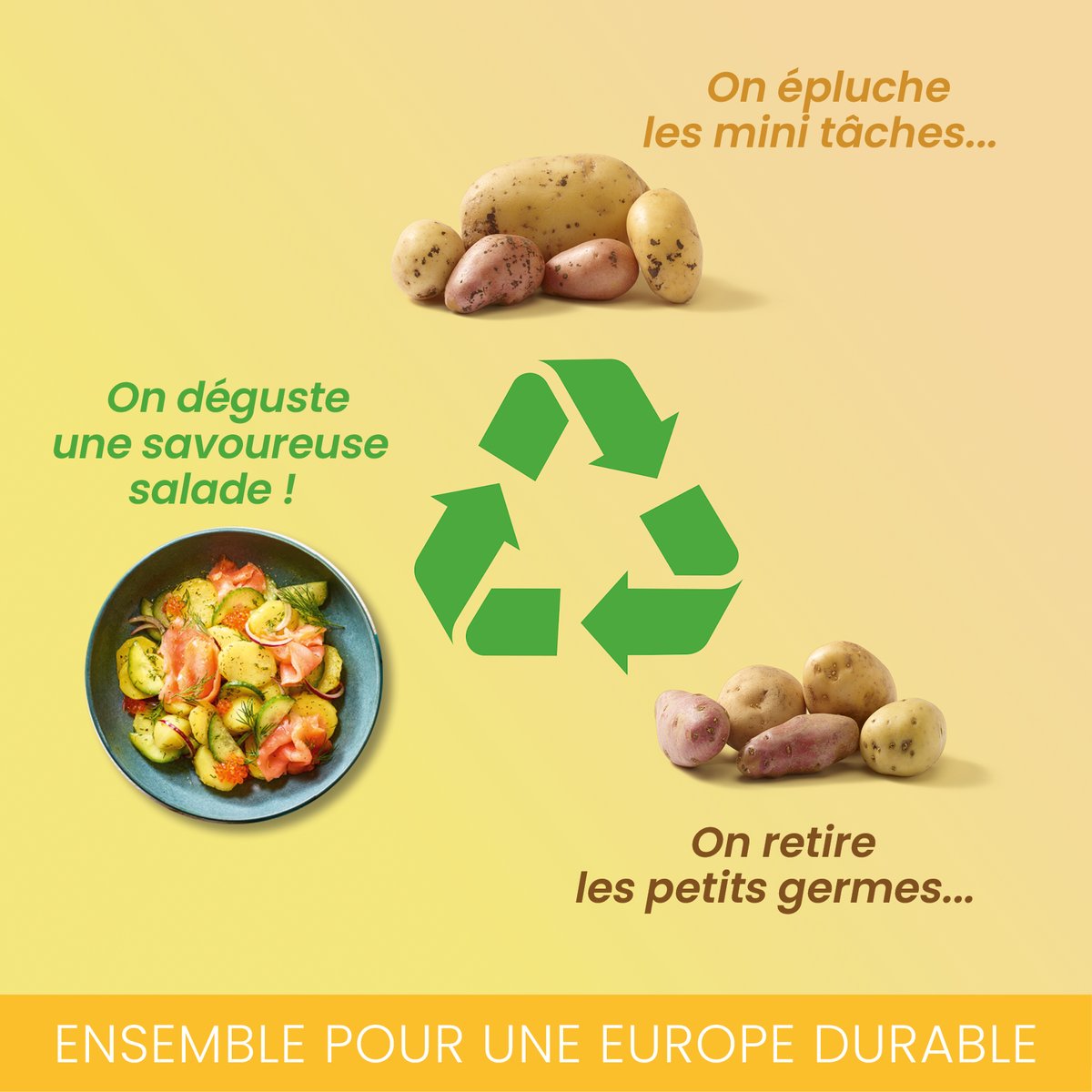 Les 🥔 peuvent parfois avoir des micro germes 🌱 ou des petites tâches 🕳️. Mais ça ne change rien à l’essentiel : le goût et la qualité nutritive. A consommer sans modération !

potatoesforever.eu/fr
#PotatoesForever #lespommesdeterre
#EnjoyItsFromEurope