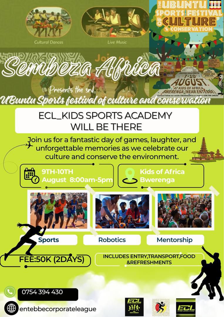 The Ubuntu sports festival of culture and conservation is back 🔥🔥🔥🚀….and the Entebbe corporate League Kids academy will be there #entebbecorporateleague #sembezaAfrirca #AllStarGame #LYKN #sports #fypシviral