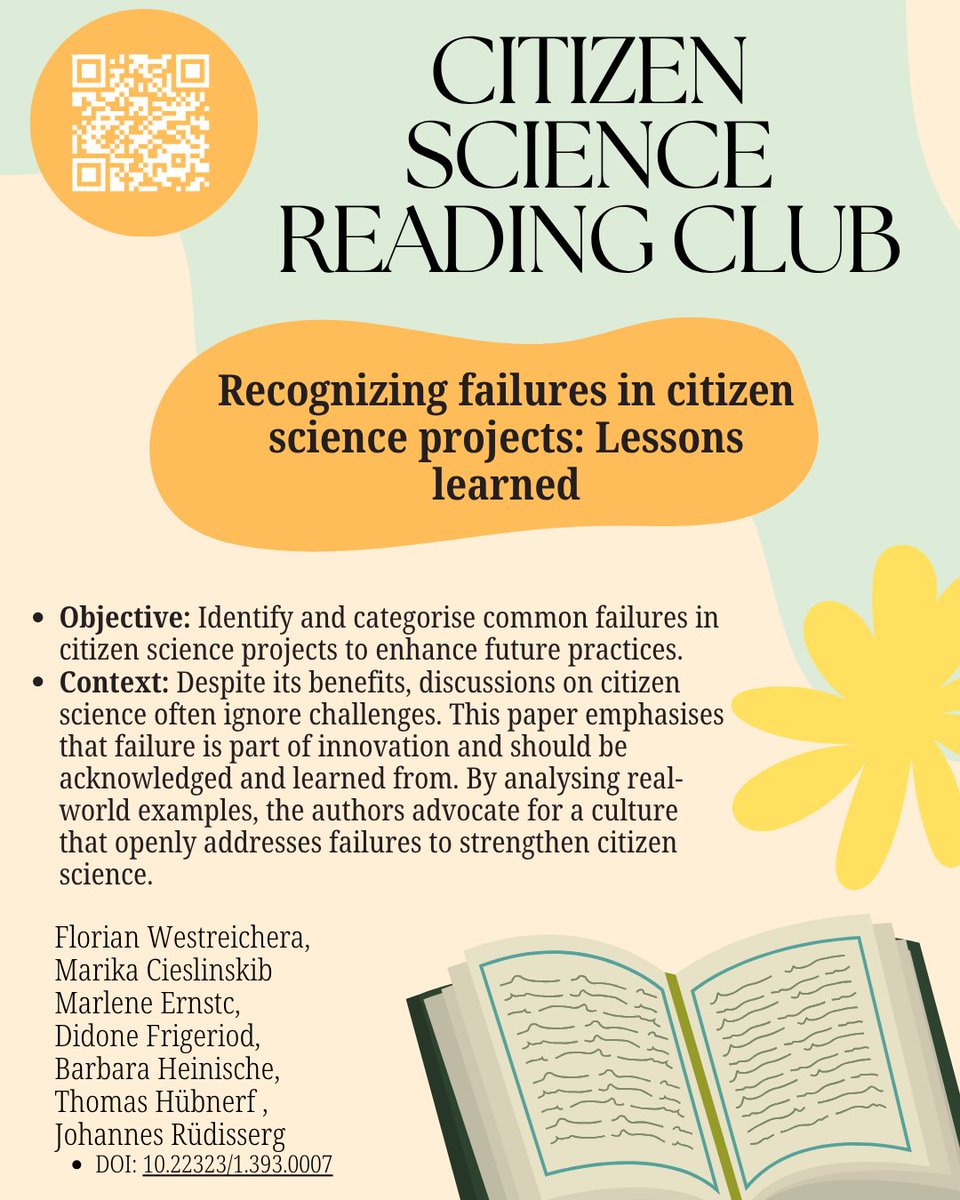 impetus4cs's tweet image. 📚 Our next recommendation for our #CitizenScience reading club is....
Recognizing failures in citizen science projects: Lessons learned
researchgate.net/publication/35…
#citsci #failure #projectmanagement