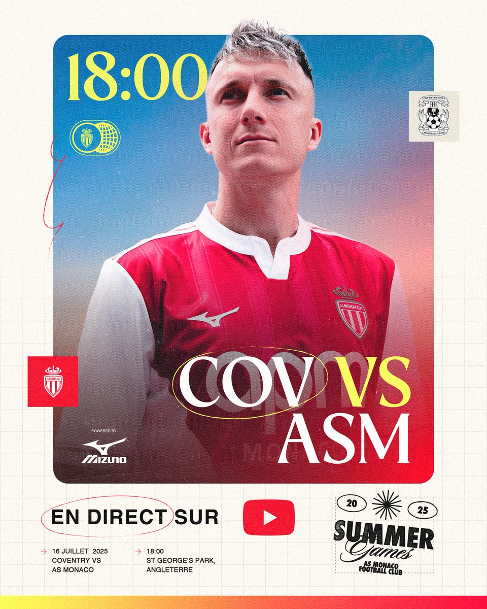 AS Monaco EN ๐ฒ๐จ (@as_monaco_en) on Twitter photo 2nd pre-season match! โ๏ธ
๐ <a href="/Coventry_City/">Coventry City</a>
๐๏ธ St George's Park
๐ 18H00
๐ฒ #COVASM
Live in our YouTube channel ๐บ
๐๐ฎ๐ด๐ต๐ฒ ๐ ๐๐ป๐ฒ๐ด๐ ๐ฒ๐จ 2nd pre-season match! โ๏ธ
๐ <a href="/Coventry_City/">Coventry City</a>
๐๏ธ St George's Park
๐ 18H00
๐ฒ #COVASM
Live in our YouTube channel ๐บ
๐๐ฎ๐ด๐ต๐ฒ ๐ ๐๐ป๐ฒ๐ด๐ ๐ฒ๐จ