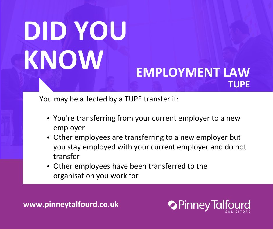 If your workplace is changing hands, it’s important to know where you stand.

Visit our website to find out more about TUPE: eu1.hubs.ly/H0lqLBZ0 or contact Alex or Charlotte in our employment team on 01708 229 444.

#TUPE #EmploymentLaw #EmployeeProtection #Essex #London