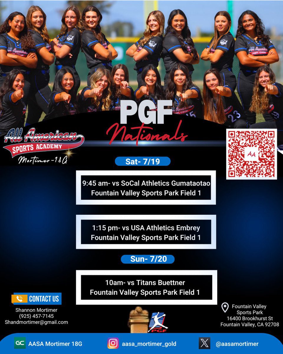 Who doesn’t love the beach and softball <a href="/PGFnetwork/">PGF</a> Nationals? Come watch some fun and exciting softball. We have two outstanding pitchers that will take the mound <a href="/evonbergen2026/">Ella Von Bergen</a> <a href="/KaciNorton2026/">Kaci Norton</a> We are <a href="/aasamortimer/">AASA-Mortimer 18u Gold</a> <a href="/AasaTeams/">AASA-Teams</a> and we are ready to play some 🥎.  
<a href="/TopPreps/">SPORTS NEWS, VIDEOS, GRAPHICS, EXPOSURE & MORE</a>