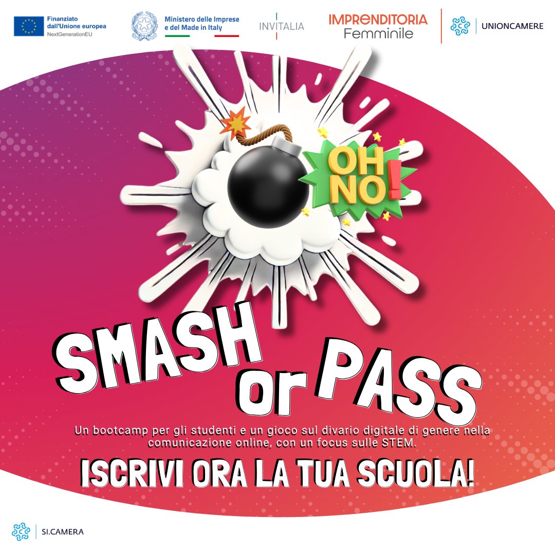 Torna ‘Smash or Pass’, il percorso educativo per contrastare il divario digitale di genere e orientare sulle #professionidigitali unioncamere.gov.it/comunicazione/…
L’iniziativa punta a sensibilizzare gli studenti sul riconoscimento degli stereotipi nella comunicazione digitale e sulle