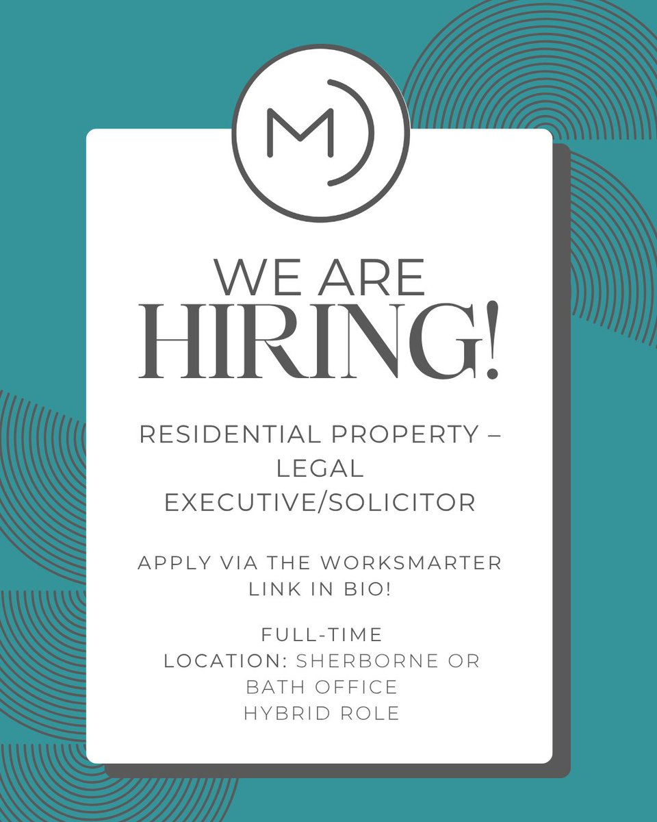 Mogers Drewett (@mogersdrewett) on Twitter photo Exciting opportunity for a Legal Executive/Solicitor in our Residential Property Team! Full-time hybrid role based in Bath or Sherborne. Apply via the link or send CV and cover letter to hr@mogersdrewett.com:
…rs-drewett-services.worksmarter.co.uk/jobs/mogers-dr… Exciting opportunity for a Legal Executive/Solicitor in our Residential Property Team! Full-time hybrid role based in Bath or Sherborne. Apply via the link or send CV and cover letter to hr@mogersdrewett.com:
…rs-drewett-services.worksmarter.co.uk/jobs/mogers-dr…