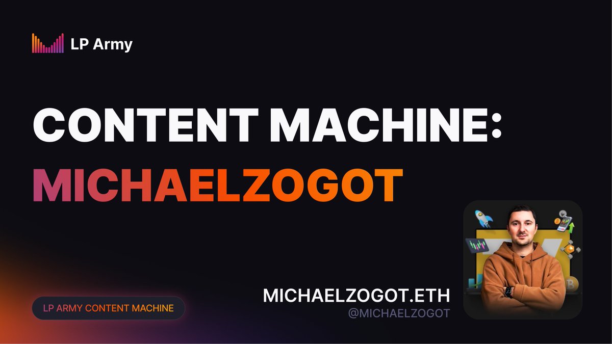 met_lparmy's tweet photo. Meet @MichaelZogot — the latest addition to the Content Machine.

If you’re looking for deep dives on:
→ LP Setups
→Strategy Breakdowns
→Community Updates

Michael’s detailed videos will definitely be a helpful resource for you - check them out!