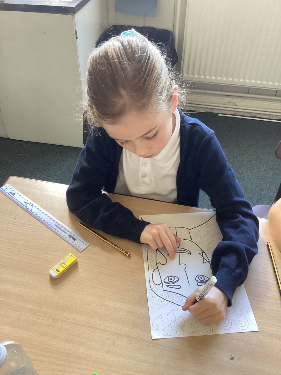 The new Class 4 are busy creating Romero Britto style self portraits in Art this morning. We can’t wait to add lots of colour to make them really happy and vibrant!