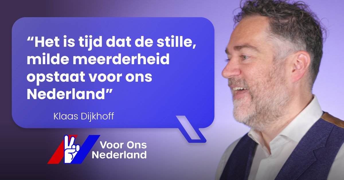 Klaas Dijkhoff: "Het is tijd dat de milde meerderheid van zich laat horen." Nederland heeft een nieuwe kans gekregen. Laten we die aangrijpen en samen kiezen voor democratie. Support Voor Ons Nederland ✌️🇳🇱 Sluit je aan bij de actiegroep! Ga naar vooronsnederland.nl/wordsupporter.