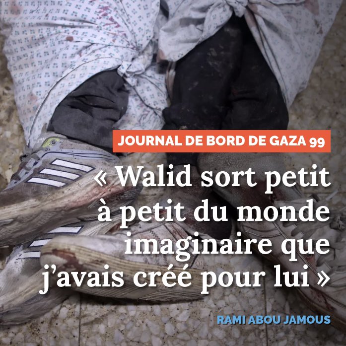 ORIENT XXI (@orientxxi) on Twitter photo #JournaldeGaza 🇵🇸 « Papa, je vais appeler la police. Il faut qu’ils arrêtent les tartifices. »
Rami Abou Jamous nous parle de son fils Walid, qui du haut de ses 4 ans comprend l’injustice qu’il vit à Gaza alors que le monde feint d’ignorer le génocide.
orientxxi.info/dossiers-et-se… #JournaldeGaza 🇵🇸 « Papa, je vais appeler la police. Il faut qu’ils arrêtent les tartifices. »
Rami Abou Jamous nous parle de son fils Walid, qui du haut de ses 4 ans comprend l’injustice qu’il vit à Gaza alors que le monde feint d’ignorer le génocide.
orientxxi.info/dossiers-et-se…