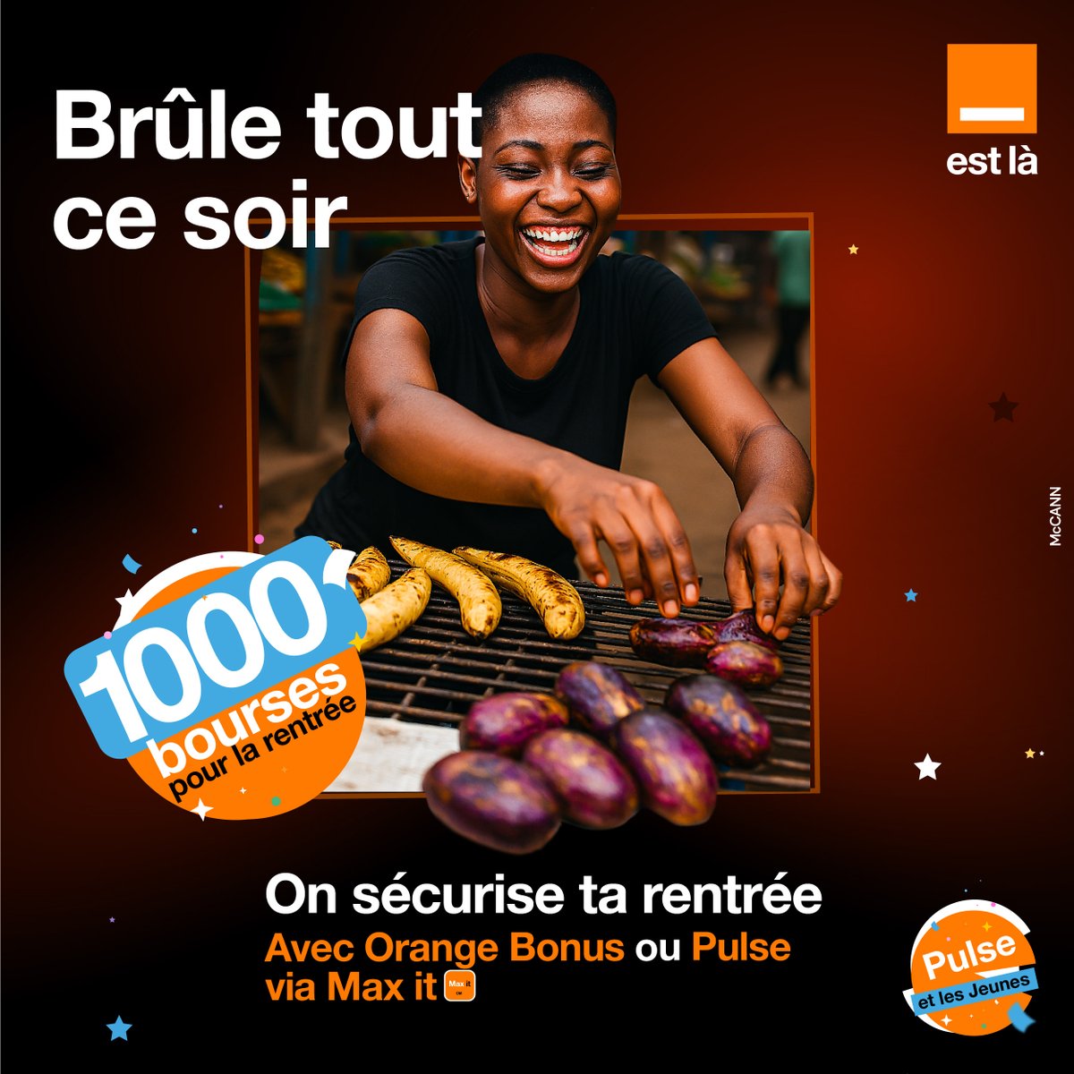 Orange est là pour t’aider à assurer la rentrée.
Avec Orange Bonus au #111# ou Pulse au #119*2# et via Max It, tente ta chance de win l’une des bourses.
#OrangeEstLà
#OrangePulse
#OnSécuriseTaRentrée
