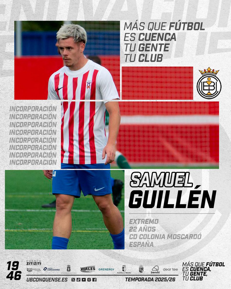 UBConquense's tweet photo. 📢 #UBConquense

Comunicado oficial: Samuel Guillén, nuevo jugador de la UB Conquense.

🔗 https://t.co/B1nFxEirMA…

La UB Conquense refuerza su ataque con la incorporación del joven extremo derecho, procedente del Colonia Moscardó.

¡Bienvenido, @SamuGuillen10! https://t.co/zCzRJ5gt6S
