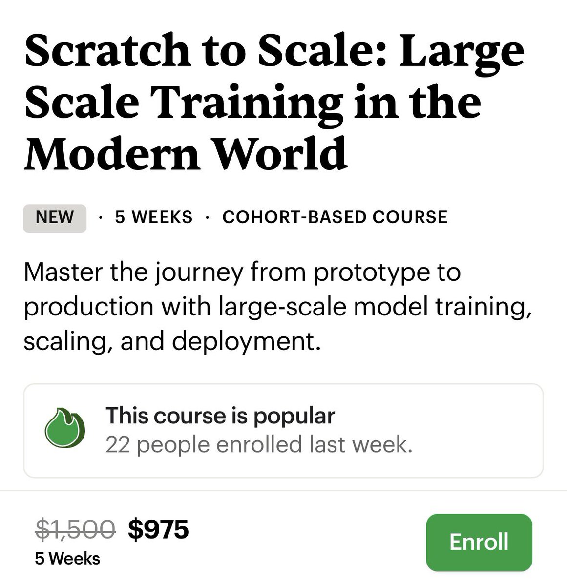 With 14 world-expert speakers (and more on the way), free compute, and a great community, Scratch to Scale is the best course you can take right now when it comes to coming up to speed with how training at scale works today. Use the link below to get in at 35% off