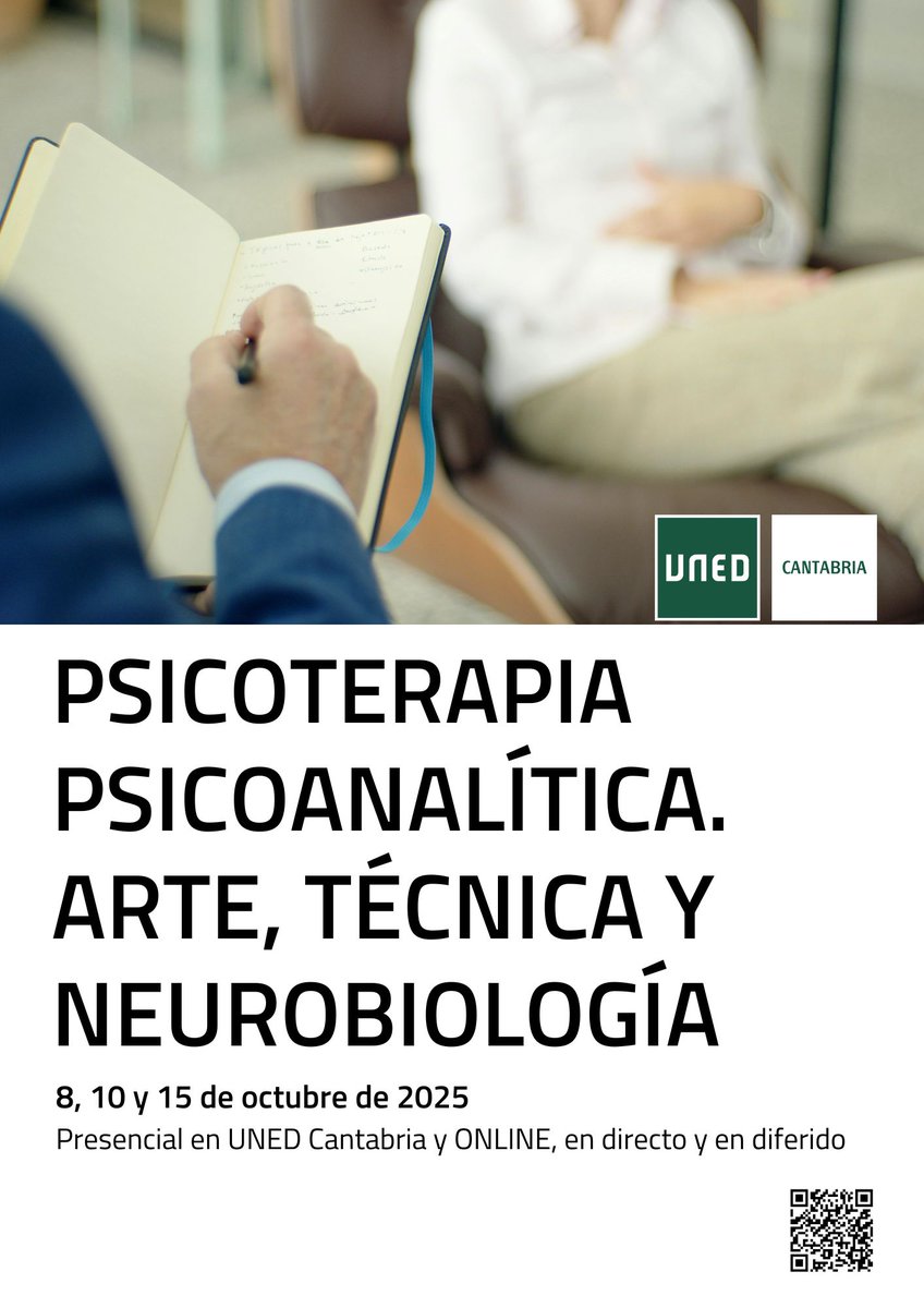 Uned Cantabria (@unedcantabria) on Twitter photo ¡Apúntate! Al seminario del psiquiatra Luis Palacios sobre el #Psicoanálisis y su evolución 🧠
🗓️ 8, 10 y 15 de octubre.
📌 Presencial en #UNEDCantabria y ONLINE (directo/diferido) gracias a
<a href="/INTECCAUNED/">INTECCA - UNED</a>
ℹ️bit.ly/4leVxre
#Psicoterapia #Freud #Santander #Psicologia ¡Apúntate! Al seminario del psiquiatra Luis Palacios sobre el #Psicoanálisis y su evolución 🧠
🗓️ 8, 10 y 15 de octubre.
📌 Presencial en #UNEDCantabria y ONLINE (directo/diferido) gracias a
<a href="/INTECCAUNED/">INTECCA - UNED</a>
ℹ️bit.ly/4leVxre
#Psicoterapia #Freud #Santander #Psicologia
