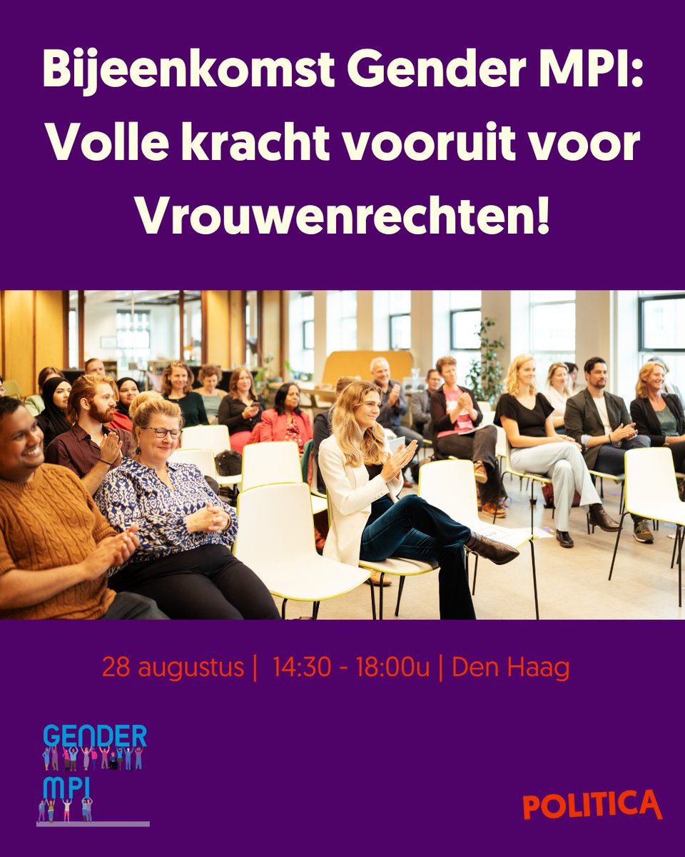 genderplatform's tweet image. Bijeenkomst Gender MPI: Volle kracht vooruit voor Vrouwenrechten! – een middag dialoog, politiek & actie samen met het Gender Meerpartijen Initiatief.
📅do 28 aug | 🕒14:30 | 📍Den Haag
Samen voor gendergelijkheid en vrouwenrechten.
Tot dan!👉shorturl.at/iINym
#Beijing30