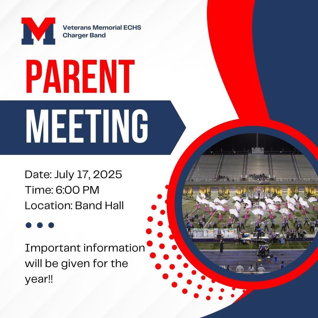 Band Parents, 
Join us for our beginning of the year parent meeting!