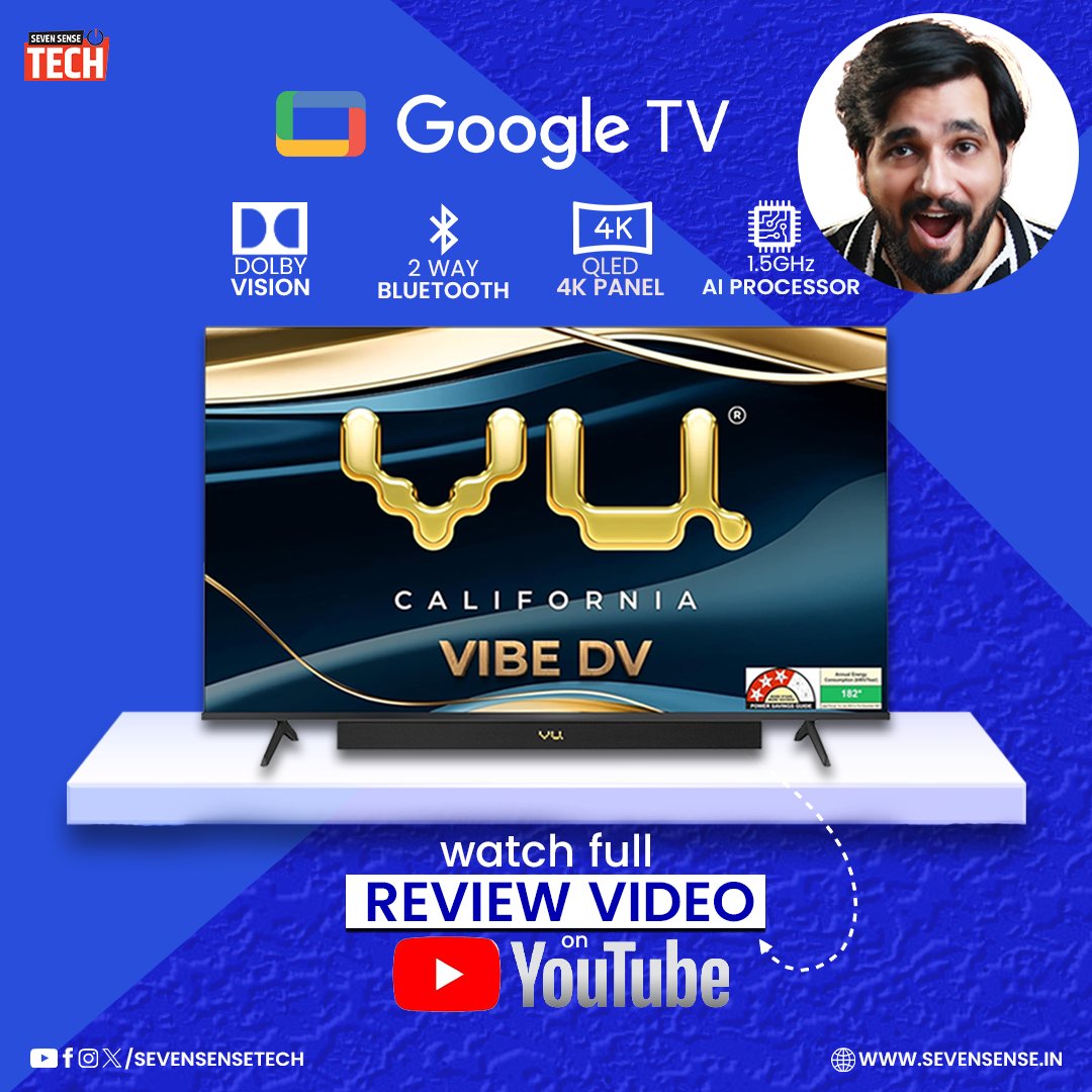 SevenSenseTech's tweet image. Experience the future of home audio! 🚀 The 2025 VU VIBE TV 55&quot; with its 88W Integrated Soundbar is a true game-changer. Get the full review here: youtu.be/nORc8BPM4eA #VUVIBETV #HomeAudio #Soundbar #TechReview #GameChanger #SevenSenseTech