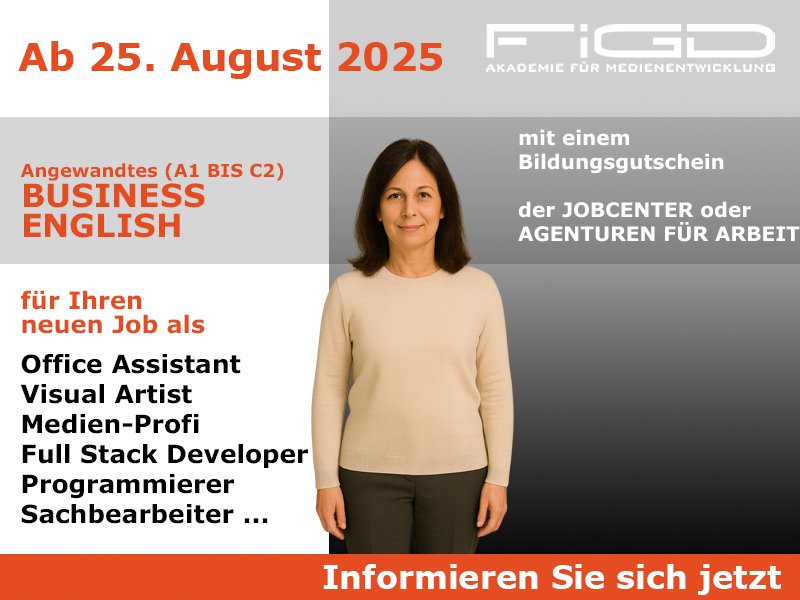 Erweitern Sie Ihre Englischkenntnisse für den beruflichen Alltag – mit der praxisnahen #Weiterbildung „Business English“ der FiGD Akademie. Für alle Niveaus A1–C2. 100 % förderbar mit #Bildungsgutschein. Jetzt unverbindlich informieren unter: figd-akademie.de/sprachen-sprac…