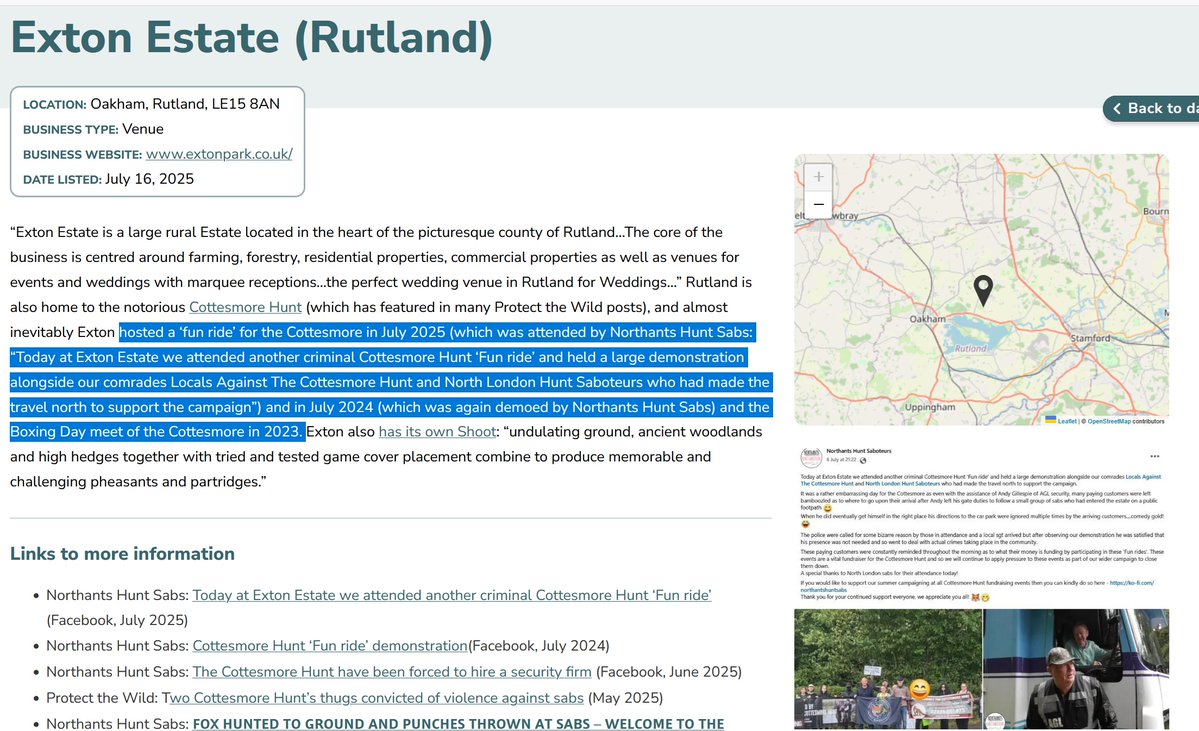 blood_business's tweet image. Exton Estate #Rutland says it is "the perfect #wedding venue for Weddings" - if you're happy handing over your hard-earned cash to a venue that repeatedly supports the notorious Cottesmore #Hunt perhaps it is, otherwise almost certainly not...