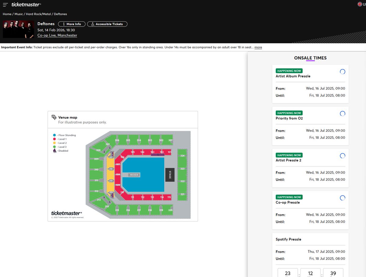 SeanMartin96's tweet photo. @Hannahbeliever O2 presale just takes me here? https://t.co/ZqI4g1tLLx