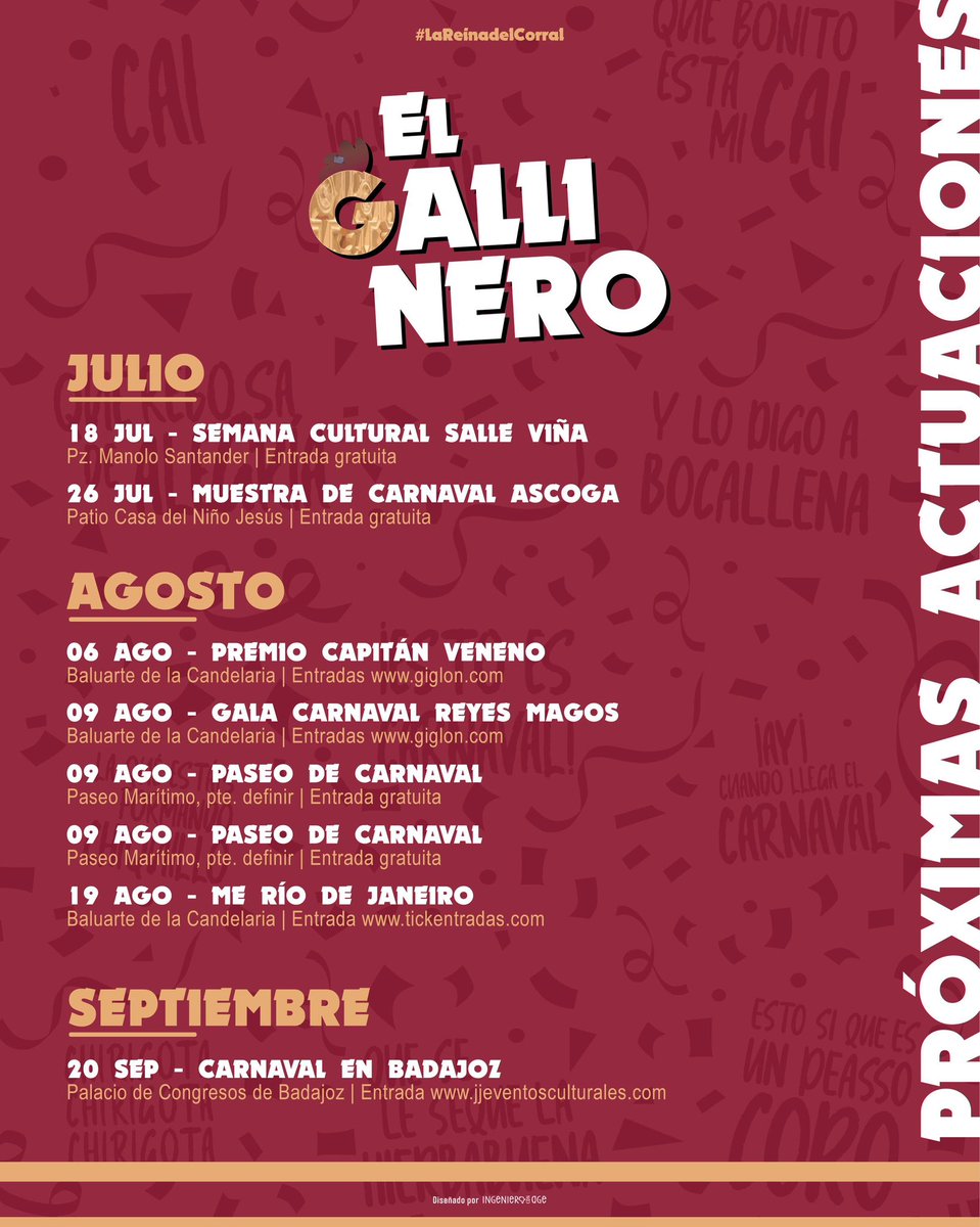🎟️🎭 | #GallinasonTour
.
.
¡Os esperamos! 🐔

#ElGallinero #LaReinadelCorral #CorodelosEstudiantes
