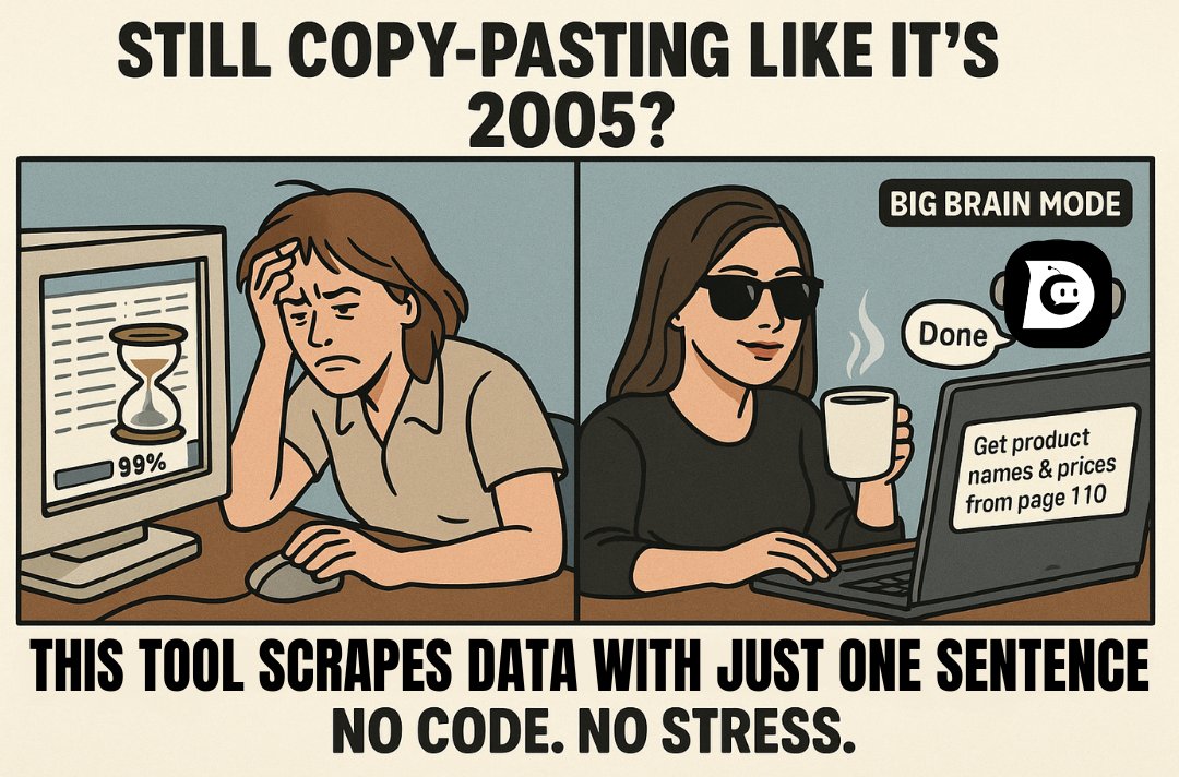 s_mohinii's tweet image. Still copying data from websites by hand?
That’s a massive waste of time.
I just found a tool that scrapes any website like ChatGPT
No code. No setup. No stress.
Here’s how Chat4Data is making web scraping 100x easier 👇