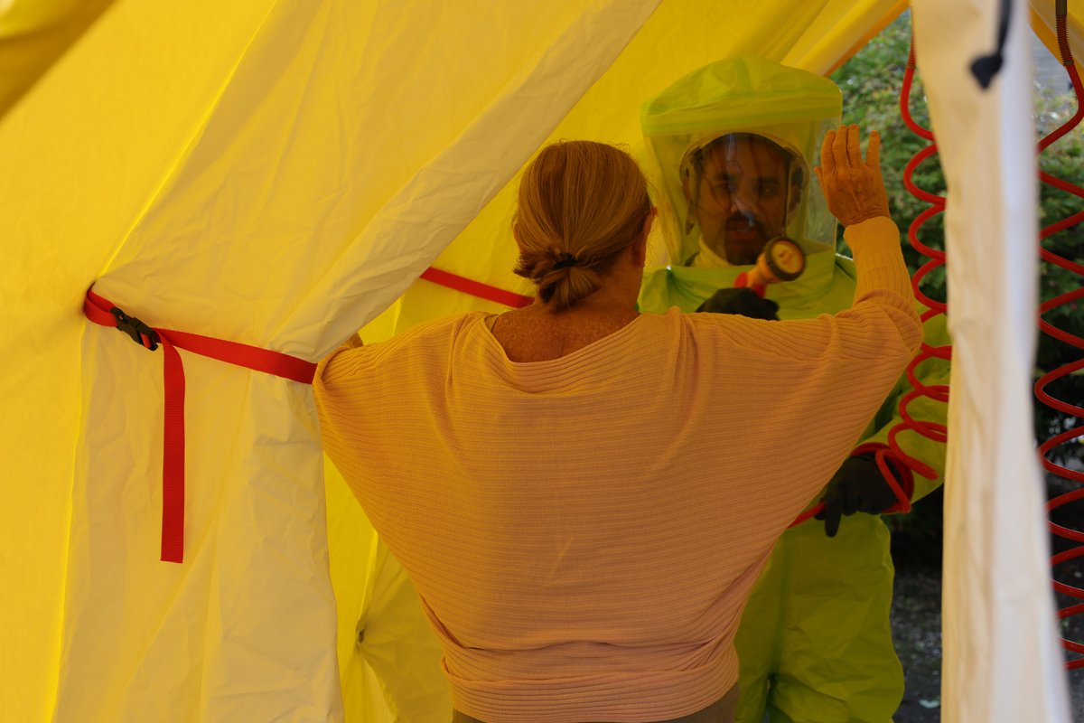 WWLNHS's tweet image. A mock decontamination exercise is currently taking place outside our Emergency Department at the Royal Albert Edward Infirmary. If you see our decontamination tent, don’t be alarmed - it’s a just a practice!