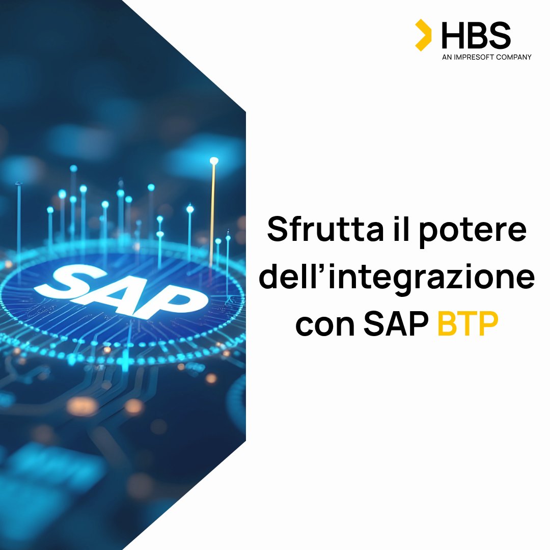 Potenzia SAP Business One con SAP BTP! 

SAP Business One è una soluzione ERP solida e integrata.
Ma sapevi che puoi espanderne le funzionalità grazie a SAP Business Technology Platform?

Vuoi saperne di più? 👉 eu1.hubs.ly/H0lN6Mz0

#ImpresoftGroup #YourDigitalBoost