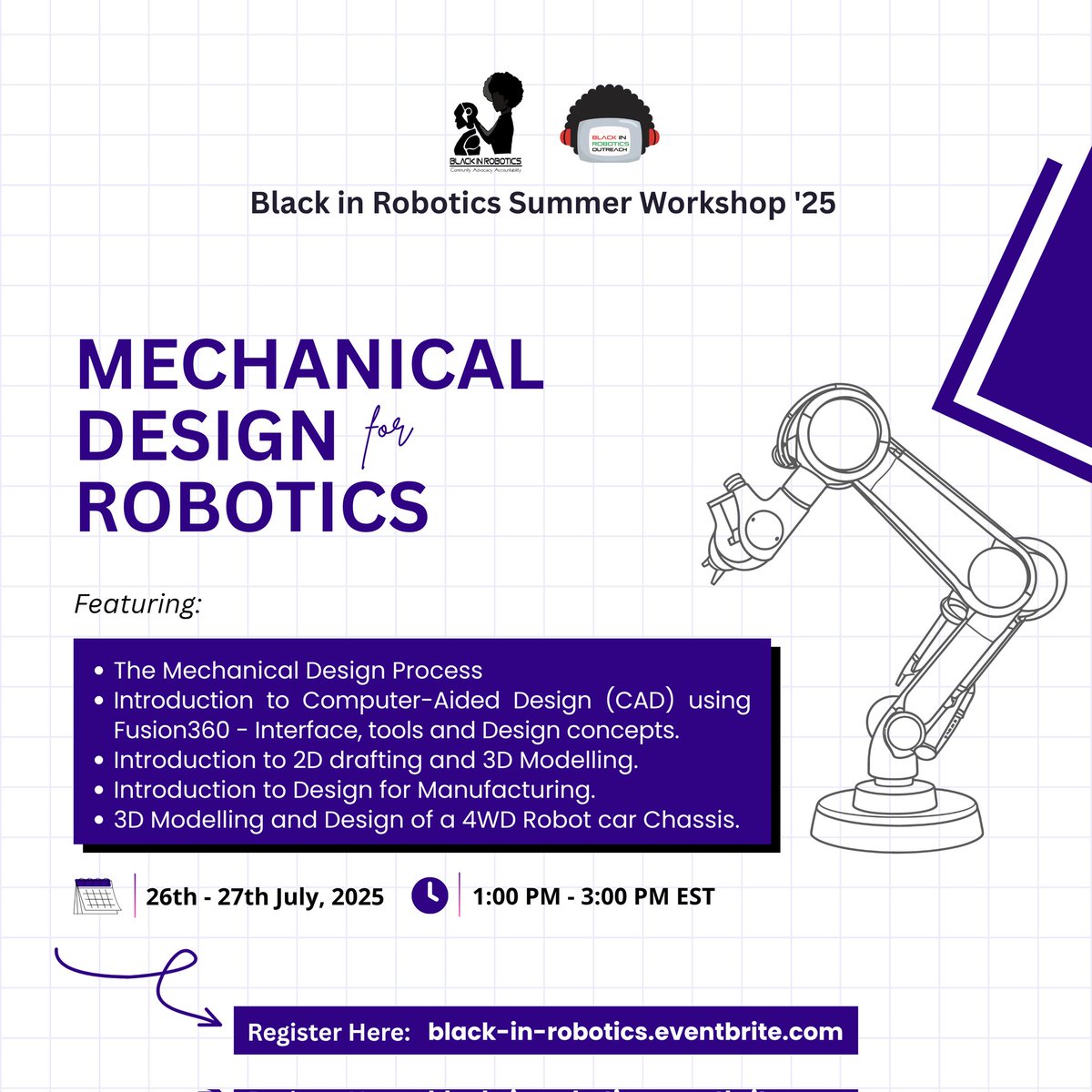 Chidinma Ogbulie (@ogbuliechidinma) on Twitter photo I would be facilitating the Mechanical Design for Robotics Workshop organised by <a href="/BlackInRobotics/">Black in Robotics</a> from the 26th to the 27th of July, 2025.
Ever been curious about how robots or even robot parts are physically made?
Let's explore!
Register here:eventbrite.com/e/mechanical-d… I would be facilitating the Mechanical Design for Robotics Workshop organised by <a href="/BlackInRobotics/">Black in Robotics</a> from the 26th to the 27th of July, 2025.
Ever been curious about how robots or even robot parts are physically made?
Let's explore!
Register here:eventbrite.com/e/mechanical-d…