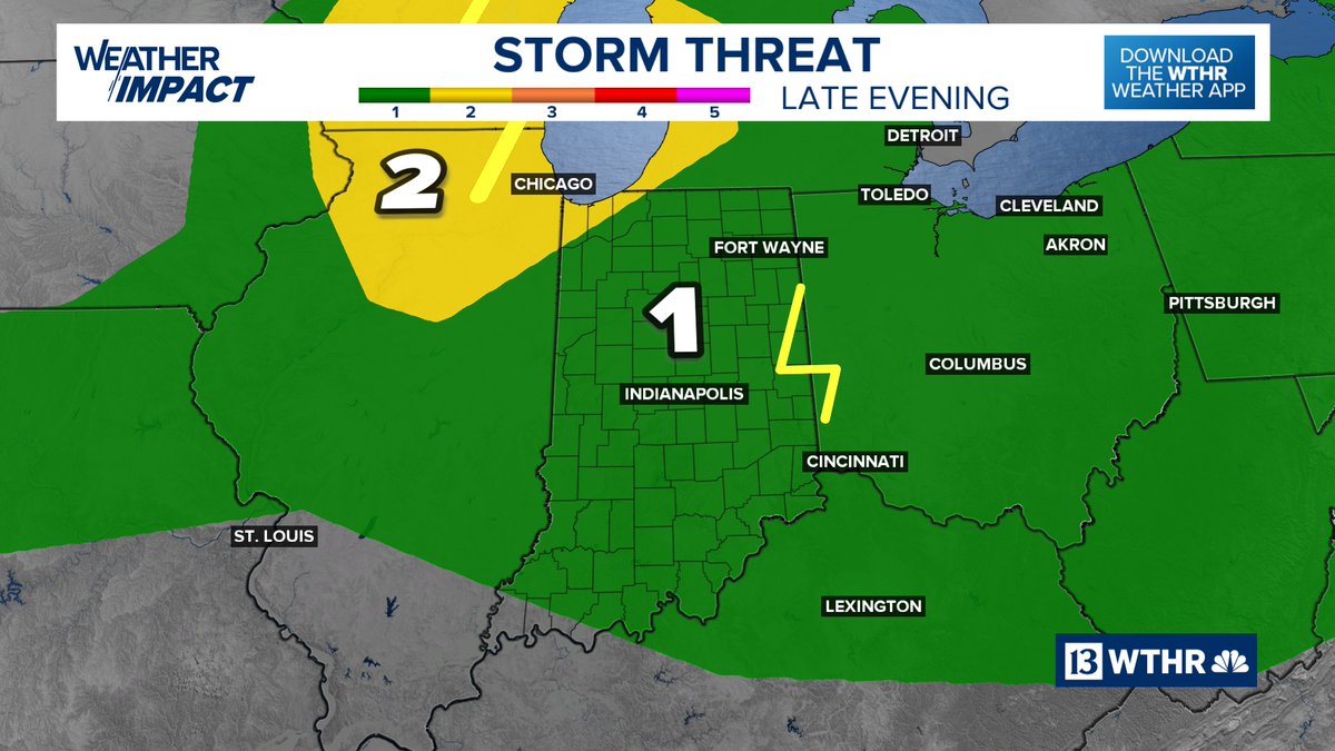 After some scattered downpours during the daylight hours today, a couple isolated severe wind storms are possible late this evening and tonight across Indiana. <a href="/WTHRcom/">WTHR.com</a> #INwx
