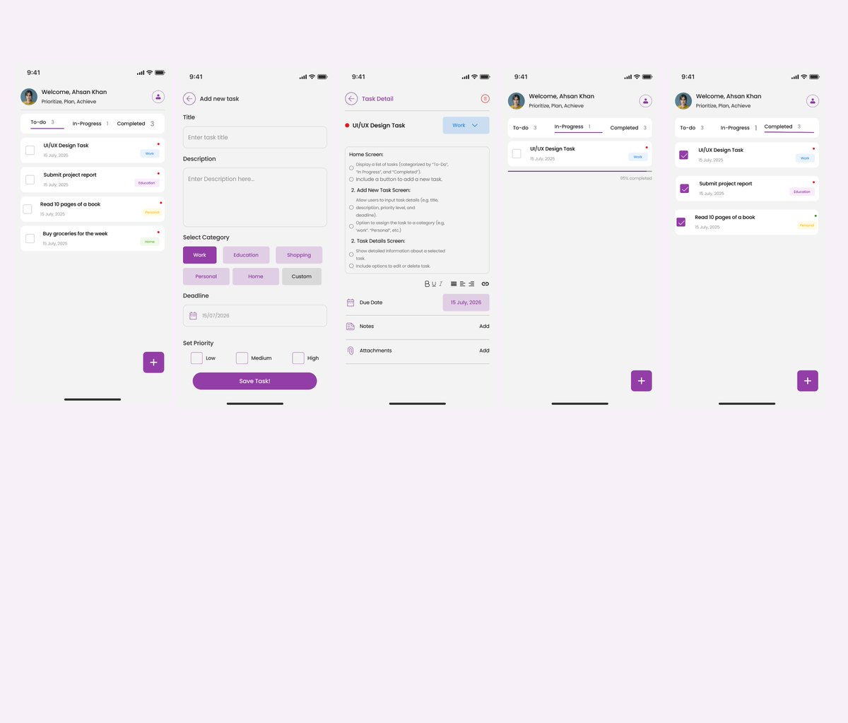 veraibanga34's tweet image. Designed a to-do list app to solve real productivity pain points:

🧠 Clear priorities (Low, Medium, High)
📍 Simple task flow (To-Do, In Progress, Completed)
🧼 Clean, distraction-free UI
Built for focus, not features.
#UXDesign #UIDesign #ToDoApp #Productivity