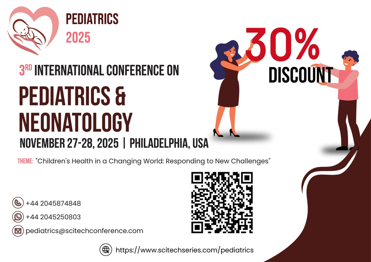 robertjackson (@robertjack80959) on Twitter photo 🚨 Join us for the 3rd Int’l Conference on Pediatrics & Neonatology – Nov 27–28, 2025 | Philadelphia, USA 🌎 Hybrid Event
Theme: Children's Health in a Changing World
🎓Earn CPD credit hours!
💸Discounts available!
🔗Register now: scitechseries.com/pediatrics/
<a href="/ScitechSeries/">Scitech series</a> 🚨 Join us for the 3rd Int’l Conference on Pediatrics & Neonatology – Nov 27–28, 2025 | Philadelphia, USA 🌎 Hybrid Event
Theme: Children's Health in a Changing World
🎓Earn CPD credit hours!
💸Discounts available!
🔗Register now: scitechseries.com/pediatrics/
<a href="/ScitechSeries/">Scitech series</a>