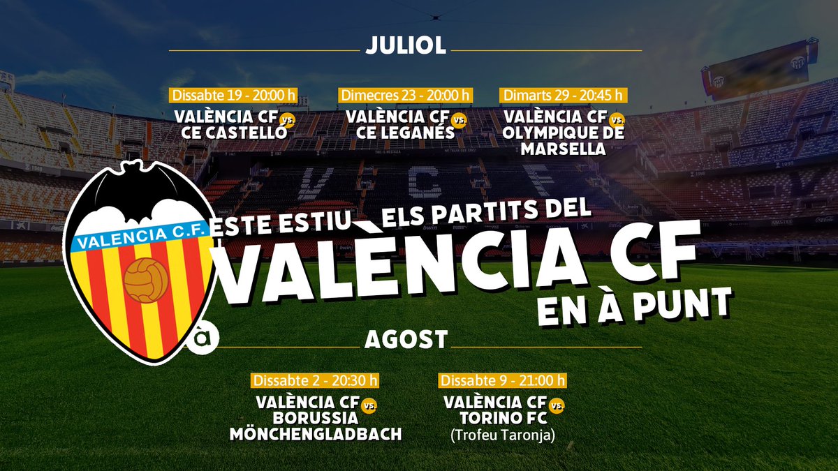 apuntesports's tweet photo. 📺⚽️À Punt, la televisió de la pretemporada del @valenciacf❗️❗️ 

Podràs seguir els5⃣partits que el conjunt valencianista disputarà abans de l'inici de lliga, en directe, per la televisió d'@apunt_media.

➕INFO
👉https://t.co/dMj8owTuOn

⬇️Apunta les dates⬇️ https://t.co/9pJXncUliW