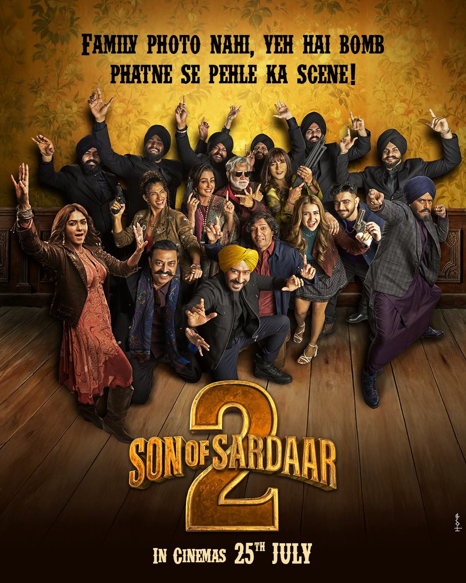 Fearless_Nitin's tweet image. Family photo nahi, yeh hai bomb phatne se pehle ka scene!

#SonOfSardaar2 in cinemas this 25th of July! #SardaarIsBack #SOS2 #AjayDevgn