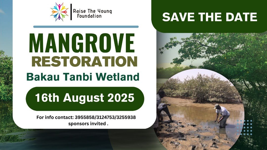 🌿 Join us for a #Mangrove Restoration at Bakau Tanbi Wetland!

🗓️ 16th August 2025

📍 Let’s restore our wetlands &amp; protect the environment.

📞 Info: 3955858 / 3124753 / 3255938