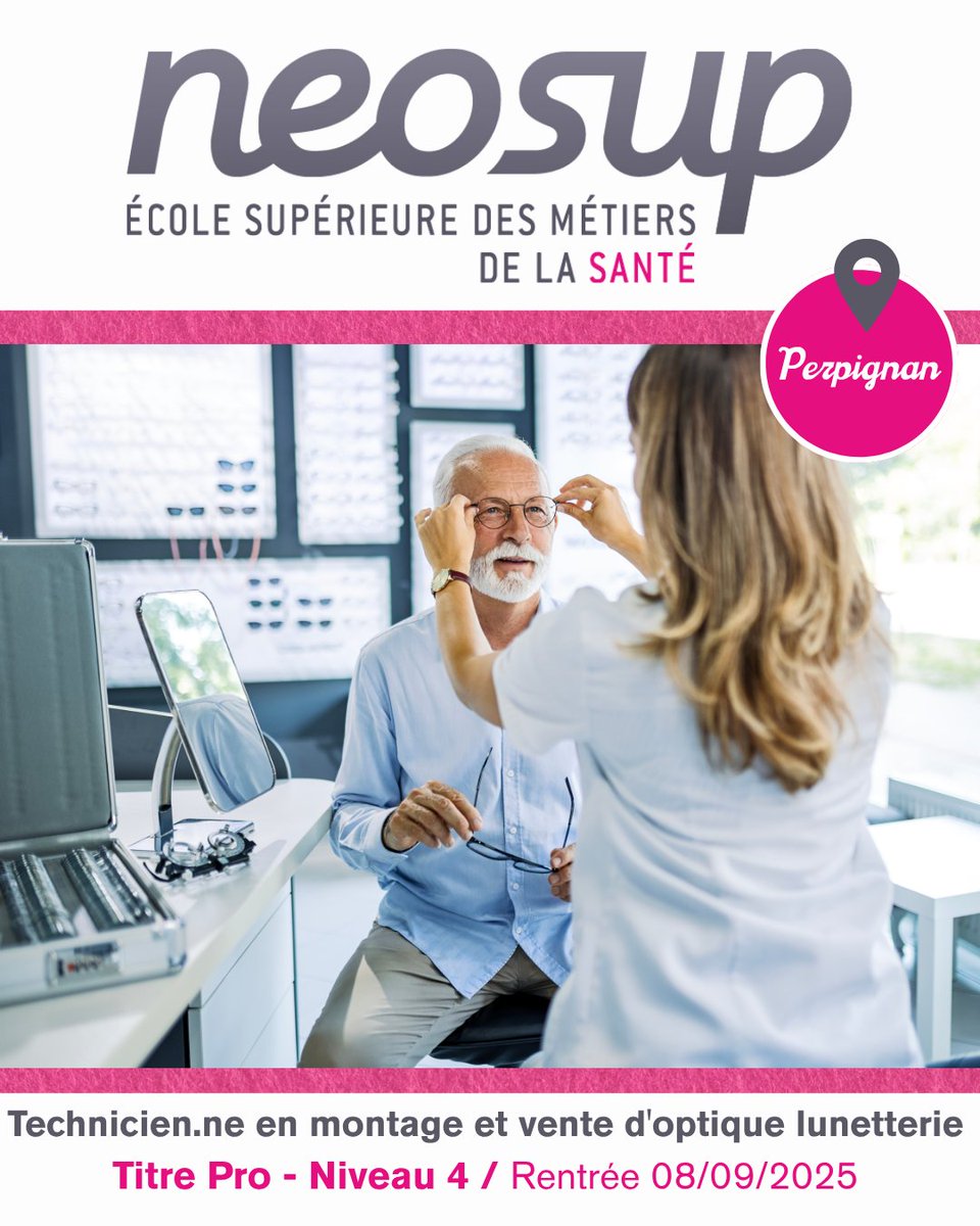 NeosupPerpignan's tweet photo. Devenez Technicien(ne) en Montage et Vente d’Optique Lunetterie !
Rejoignez notre formation dès la rentrée :
- 10 places disponibles seulement !
- Un diplôme reconnu et des débouchés assurés
Alternance possible ou formation continue selon votre profil
👉https://t.co/KXK1gewZfc https://t.co/Ss1VYgRYb0